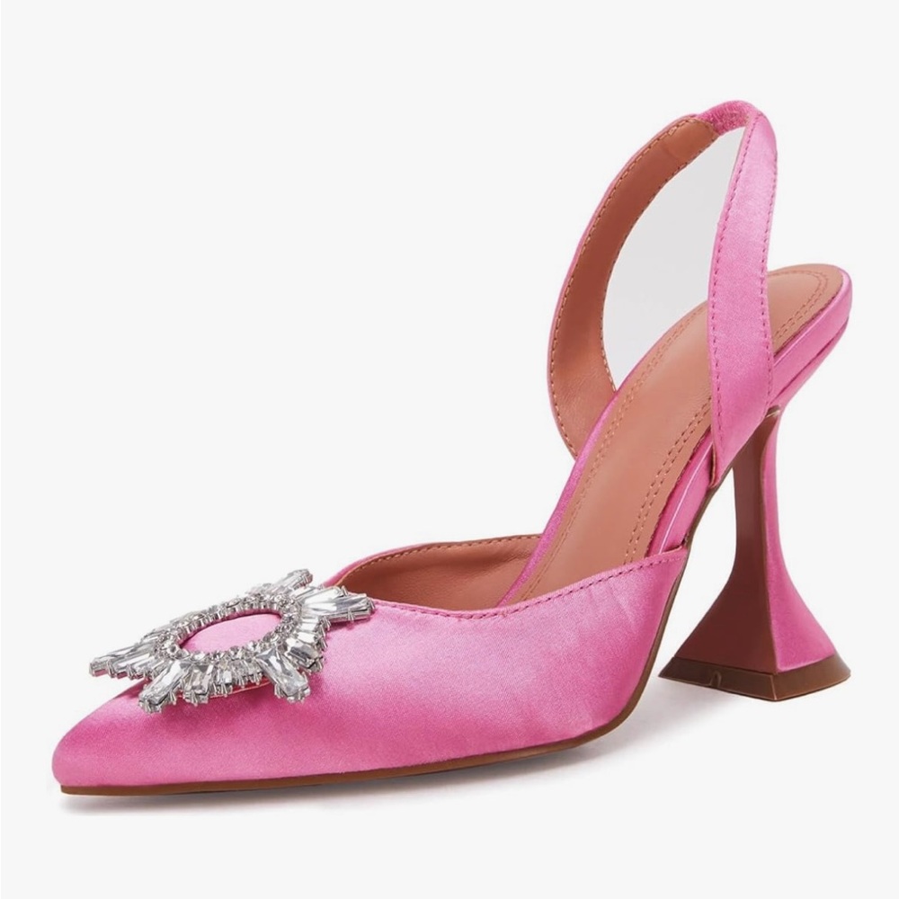 VETASTE Women's High Heel Crystal Slingback Pumps Toe Strappy Heeled shoes